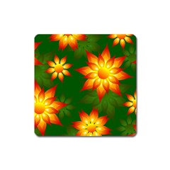 Flower Pattern Floral Non Seamless Square Magnet by Pakrebo