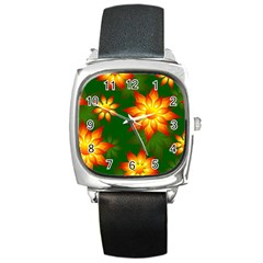 Flower Pattern Floral Non Seamless Square Metal Watch by Pakrebo