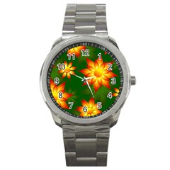 Flower Pattern Floral Non Seamless Sport Metal Watch by Pakrebo