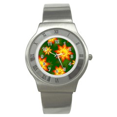 Flower Pattern Floral Non Seamless Stainless Steel Watch by Pakrebo