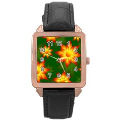 Flower Pattern Floral Non Seamless Rose Gold Leather Watch  by Pakrebo