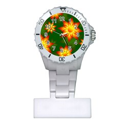 Flower Pattern Floral Non Seamless Plastic Nurses Watch by Pakrebo