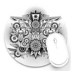 Forest Patrol Tribal Abstract Round Mousepads by Pakrebo