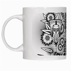 Forest Patrol Tribal Abstract White Mugs by Pakrebo