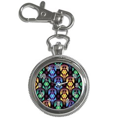 Pattern Background Bright Blue Key Chain Watches by Pakrebo