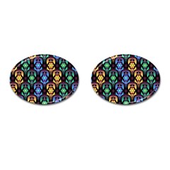 Pattern Background Bright Blue Cufflinks (oval) by Pakrebo