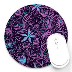 Stamping Pattern Leaves Drawing Round Mousepads by Pakrebo