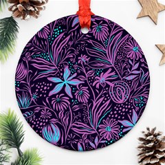 Stamping Pattern Leaves Drawing Ornament (round) by Pakrebo