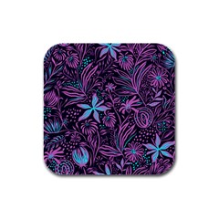 Stamping Pattern Leaves Drawing Rubber Square Coaster (4 Pack)  by Pakrebo