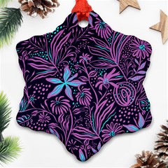 Stamping Pattern Leaves Drawing Snowflake Ornament (two Sides) by Pakrebo