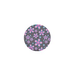 Seamless Pattern Flowers Pink 1  Mini Buttons by Pakrebo