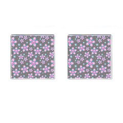 Seamless Pattern Flowers Pink Cufflinks (square) by Pakrebo