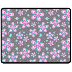 Seamless Pattern Flowers Pink Fleece Blanket (medium)  by Pakrebo