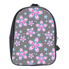 Seamless Pattern Flowers Pink School Bag (xl) by Pakrebo