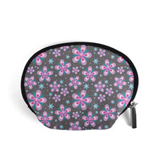 Seamless Pattern Flowers Pink Accessory Pouch (small) by Pakrebo