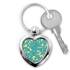 Leaves Dried Leaves Stamping Key Chain (heart) by Pakrebo