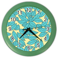 Leaves Dried Leaves Stamping Color Wall Clock by Pakrebo