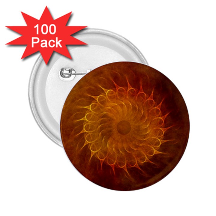 Orange Warm Hues Fractal Chaos 2.25  Buttons (100 pack) 