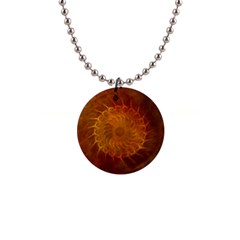 Orange Warm Hues Fractal Chaos 1  Button Necklace by Pakrebo