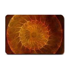 Orange Warm Hues Fractal Chaos Small Doormat  by Pakrebo