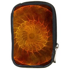 Orange Warm Hues Fractal Chaos Compact Camera Leather Case by Pakrebo