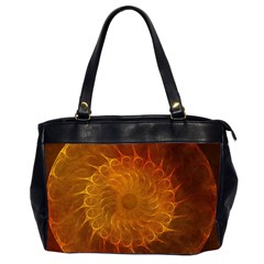 Orange Warm Hues Fractal Chaos Oversize Office Handbag (2 Sides) by Pakrebo