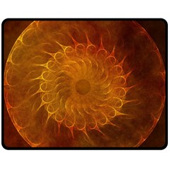 Orange Warm Hues Fractal Chaos Fleece Blanket (medium)  by Pakrebo