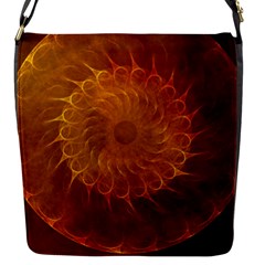 Orange Warm Hues Fractal Chaos Flap Closure Messenger Bag (s) by Pakrebo