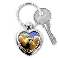 Yellow Snowball Branch Key Chain (heart) by okhismakingart