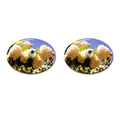 Yellow Snowball Branch Cufflinks (oval) by okhismakingart