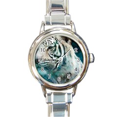 White Tiger Round Italian Charm Watch by snowwhitegirl