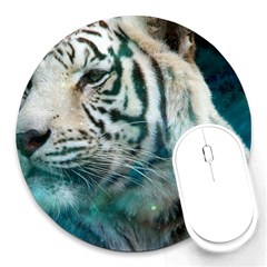 White Tiger Round Mousepads by snowwhitegirl