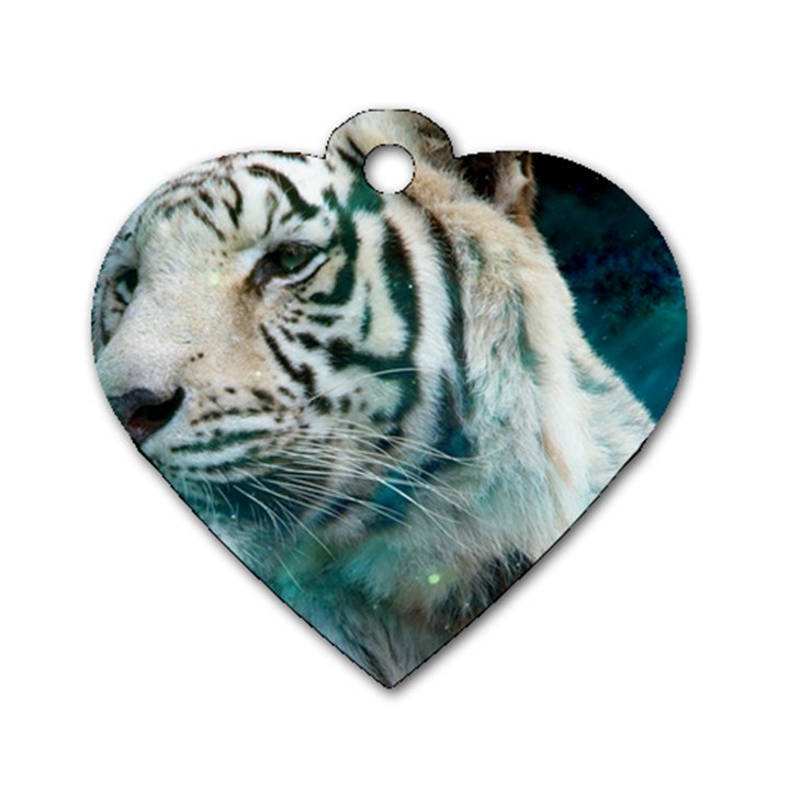 White Tiger Dog Tag Heart (One Side)