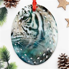 White Tiger Oval Filigree Ornament (two Sides) by snowwhitegirl