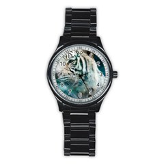 White Tiger Stainless Steel Round Watch by snowwhitegirl