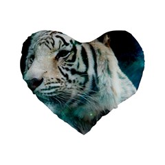 White Tiger Standard 16  Premium Flano Heart Shape Cushions by snowwhitegirl