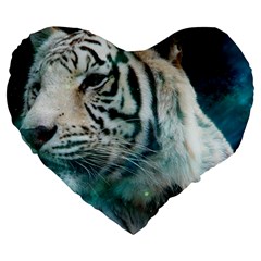 White Tiger Large 19  Premium Flano Heart Shape Cushions by snowwhitegirl