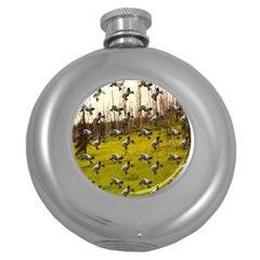 Flying Sheep Round Hip Flask (5 Oz) by snowwhitegirl