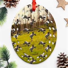 Flying Sheep Oval Filigree Ornament (two Sides) by snowwhitegirl