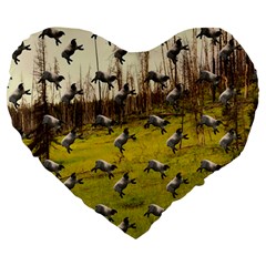 Flying Sheep Large 19  Premium Flano Heart Shape Cushions by snowwhitegirl