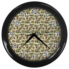 Distressed Cracked Doll Head Pattern Wall Clock (black) by snowwhitegirl