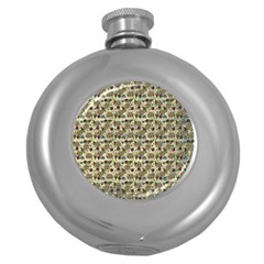 Distressed Cracked Doll Head Pattern Round Hip Flask (5 Oz) by snowwhitegirl