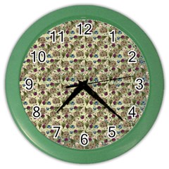 Distressed Cracked Doll Head Pattern Color Wall Clock by snowwhitegirl