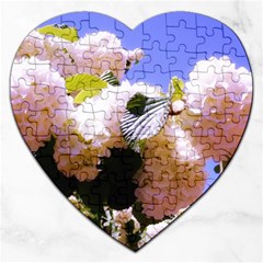 Pink Snowball Branch  Jigsaw Puzzle (heart) by okhismakingart