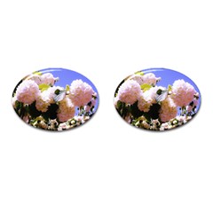 Pink Snowball Branch  Cufflinks (oval) by okhismakingart