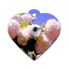 Pink Snowball Branch  Dog Tag Heart (two Sides) by okhismakingart