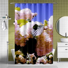 Pink Snowball Branch  Shower Curtain 48  X 72  (small)  by okhismakingart