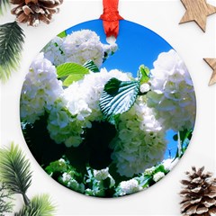 Blue Snowball Branch Ornament (round) by okhismakingart