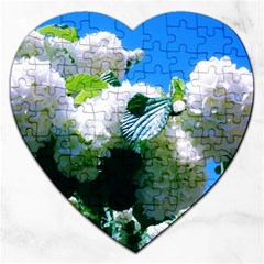 Blue Snowball Branch Jigsaw Puzzle (heart) by okhismakingart