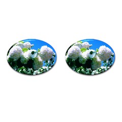 Blue Snowball Branch Cufflinks (oval) by okhismakingart